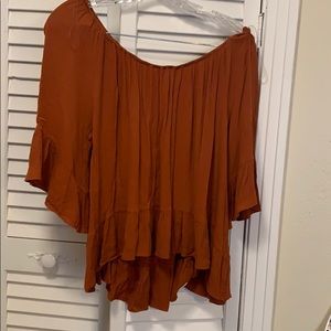 Off the shoulder ruffle shirt